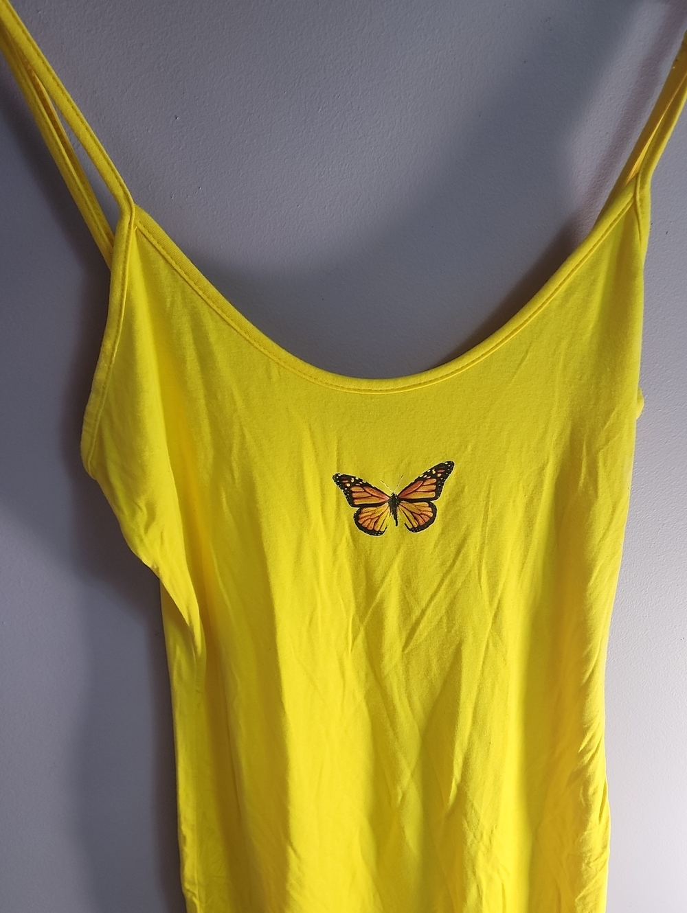 SHEIN Yellow Butterfly Camisole Slip Dress